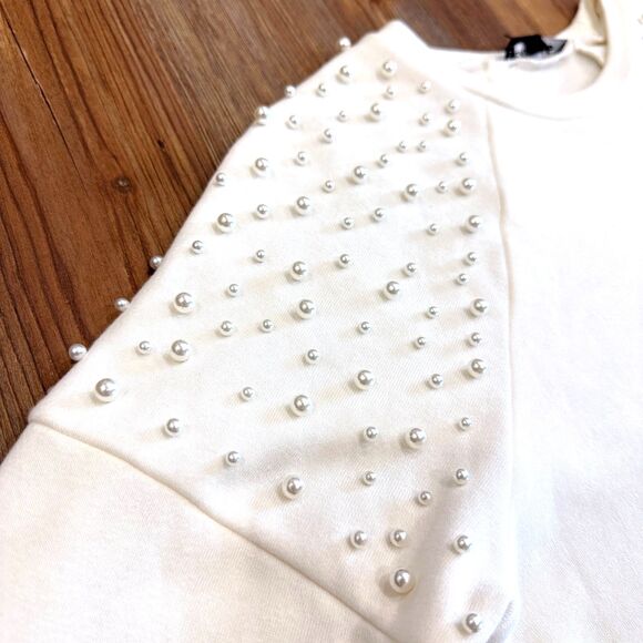 Express NWT Pearl Embellished Sweatshirt Dress Size Small - Picture 6 of 10